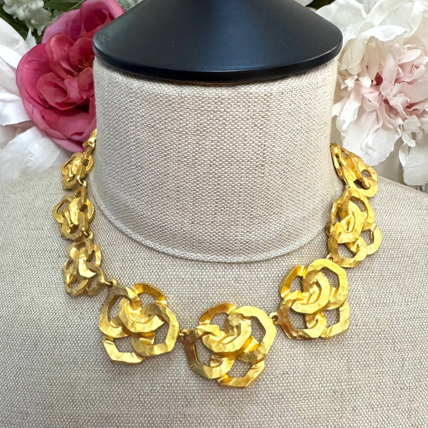 Cécile & Jeanne 24ct Gold Plated Asymmetrical Abstract Open Work Knot Necklace