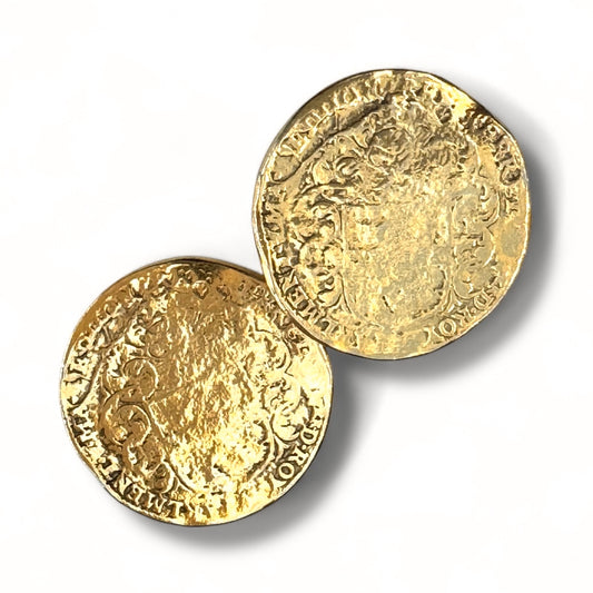 Vintage 1980's Faux Antique Coin Clip On Earrings