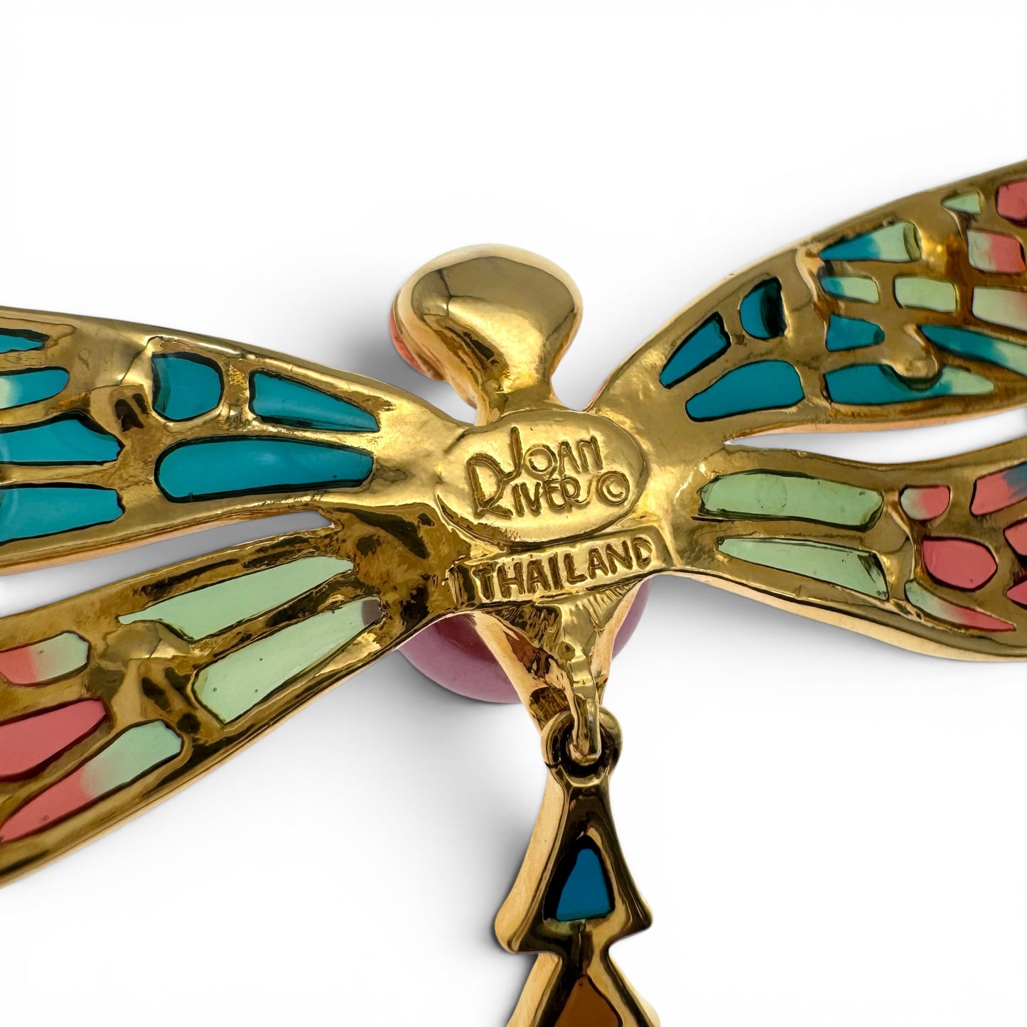 Joan Rivers Large Dragonfly Resin 'Plique a Jour' Brooch