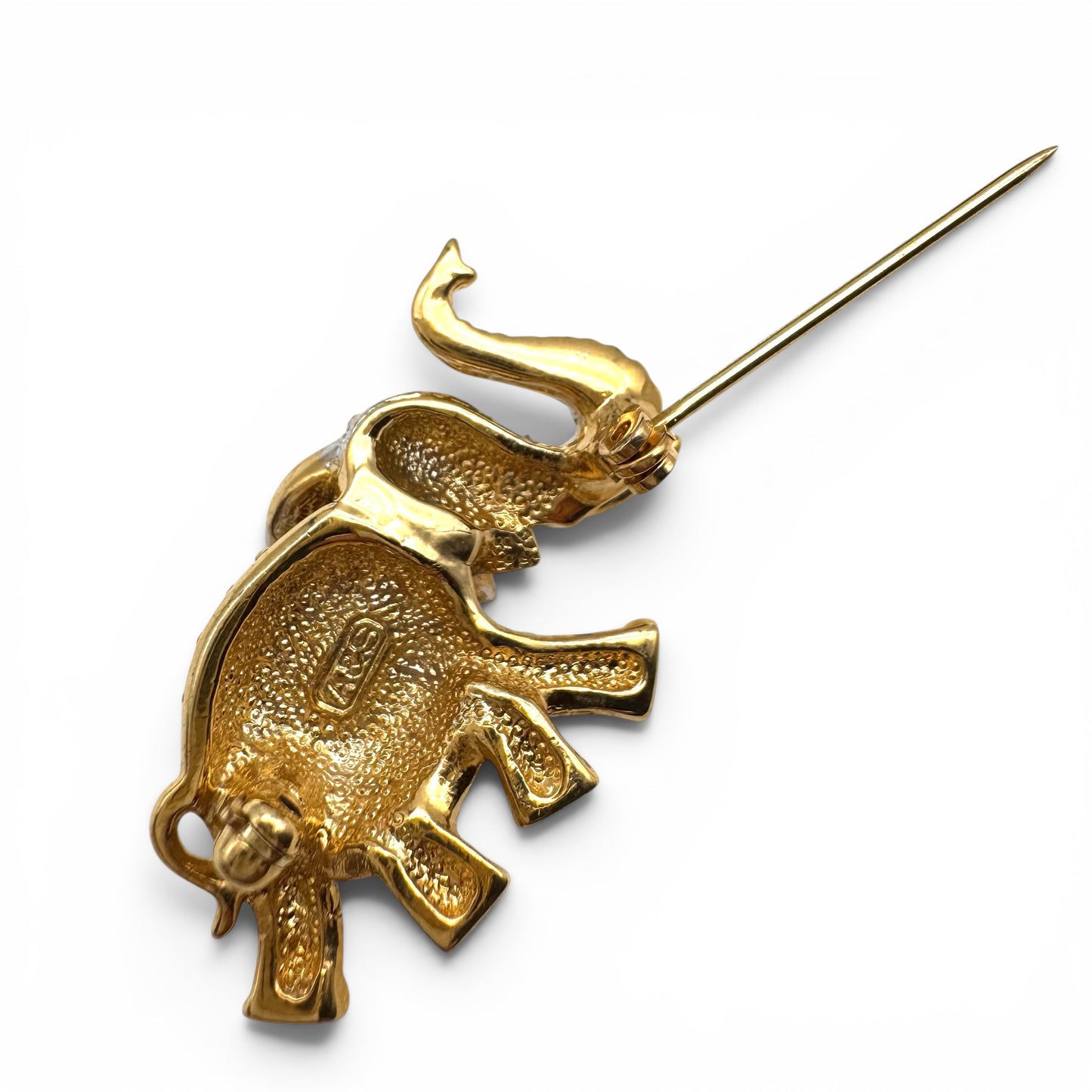 Attwood and Sawyer 22ct Gold Plated Swarovski Crystal Elephant Brooch