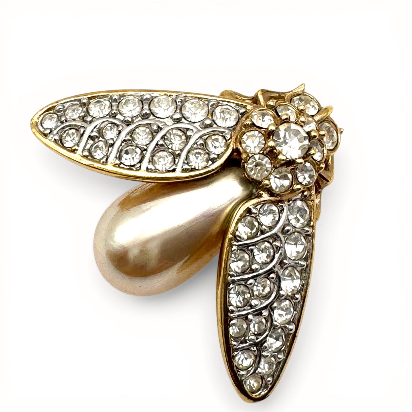 Attwood and Sawyer 22ct Gold Plated Open Winged Swarovski Crystal Insect/Bee Brooch