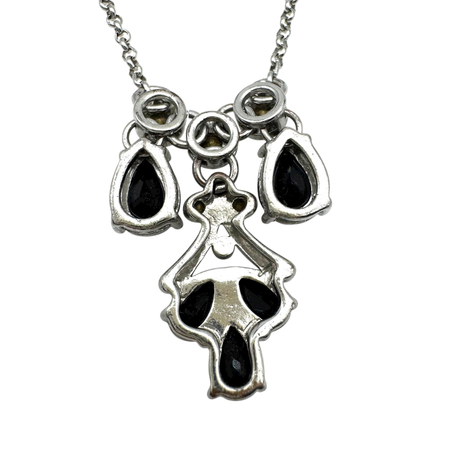Monet Clear Rhinestone and Black Glass Integral Pendant Necklace