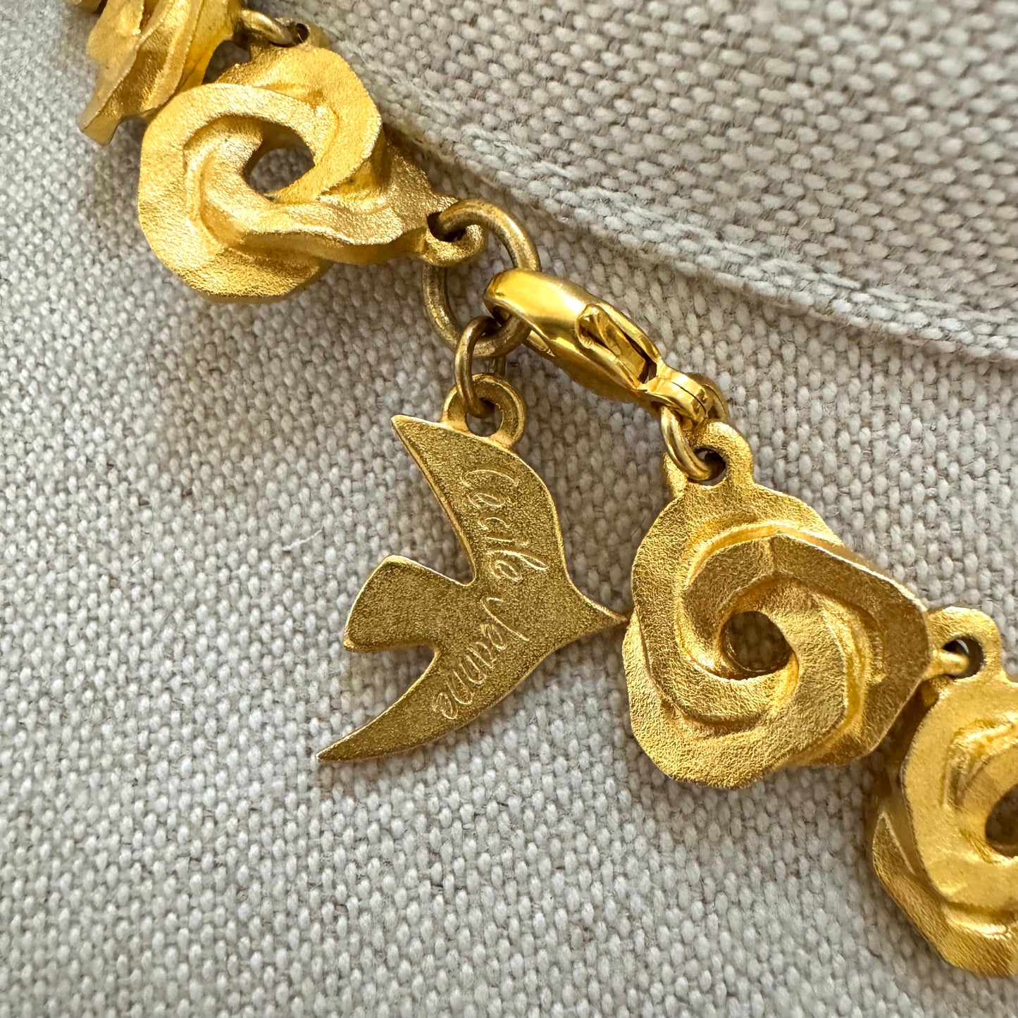 Cécile & Jeanne 24ct Gold Plated Asymmetrical Abstract Open Work Knot Necklace