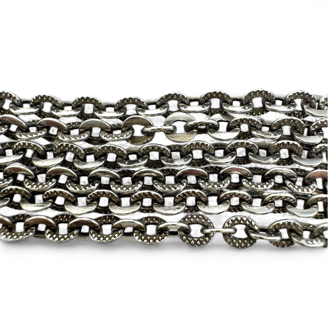 UNOAERRE 60cm Italian Silver Etched Necklace 1970s