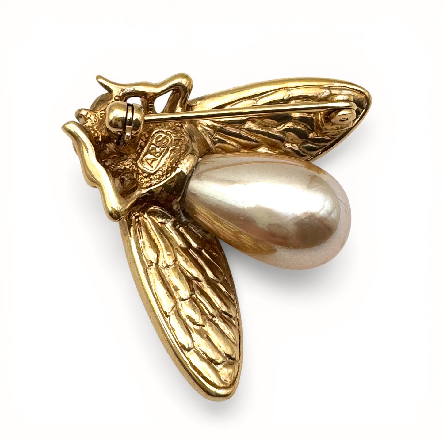 Attwood and Sawyer 22ct Gold Plated Open Winged Swarovski Crystal Insect/Bee Brooch