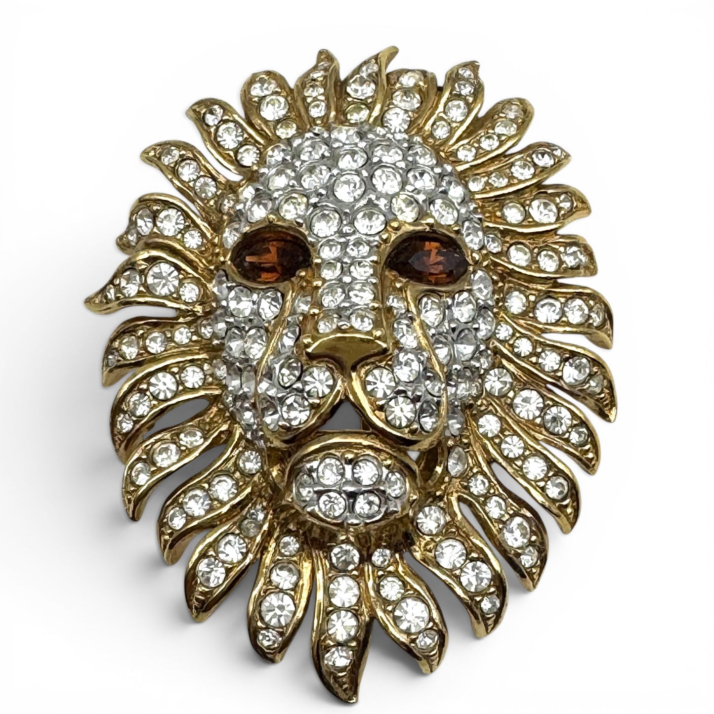 Attwood and Sawyer 22ct Gold Plated Lion's Head Brooch in Original Box