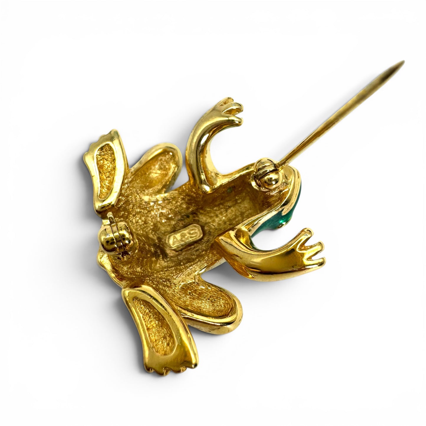 Attwood and Sawyer 22ct Gold/Rhodium Plated Enamel and Swarovski Crystal Frog Brooch