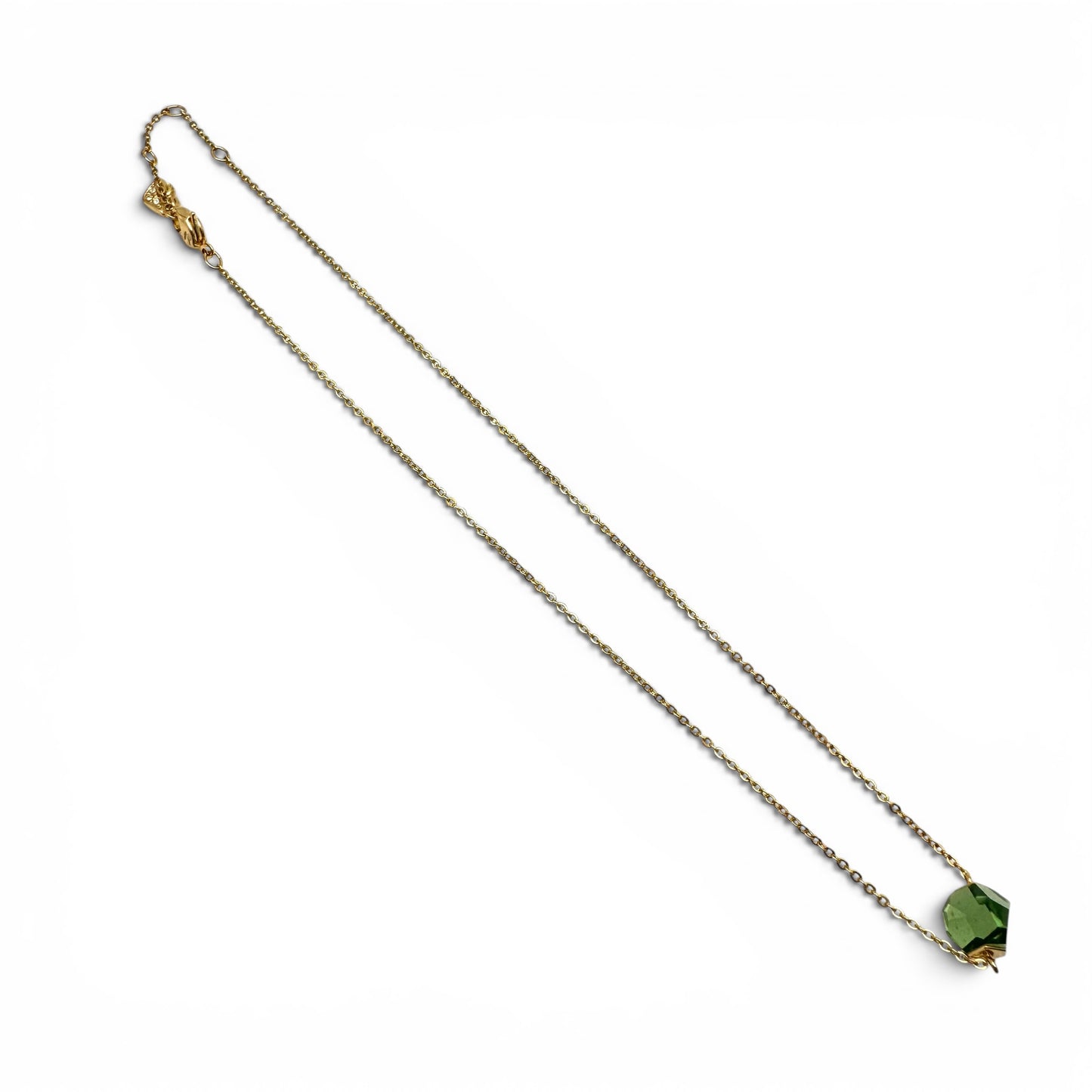 Swarovski (Swan Hallmark) Gold Plated Green 'Nuts' Erinite Solitaire Integral Necklace