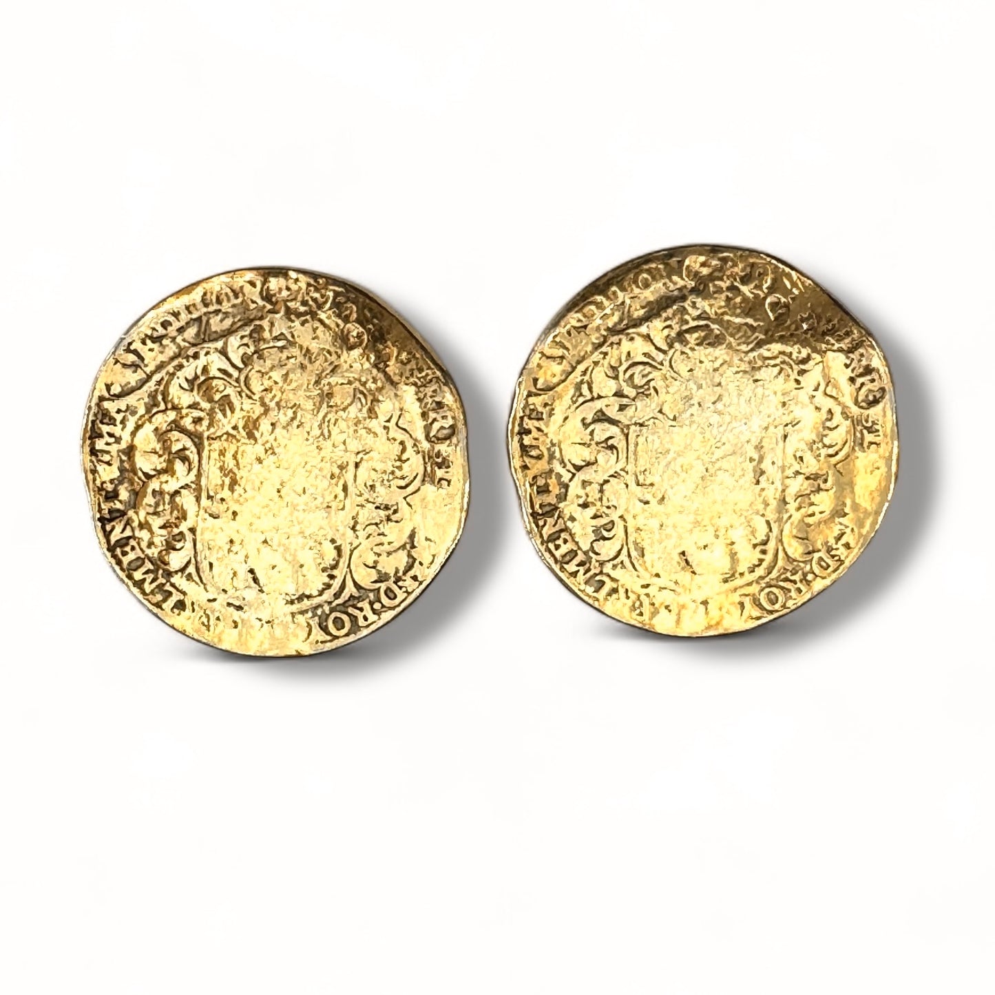 Vintage 1980's Faux Antique Coin Clip On Earrings