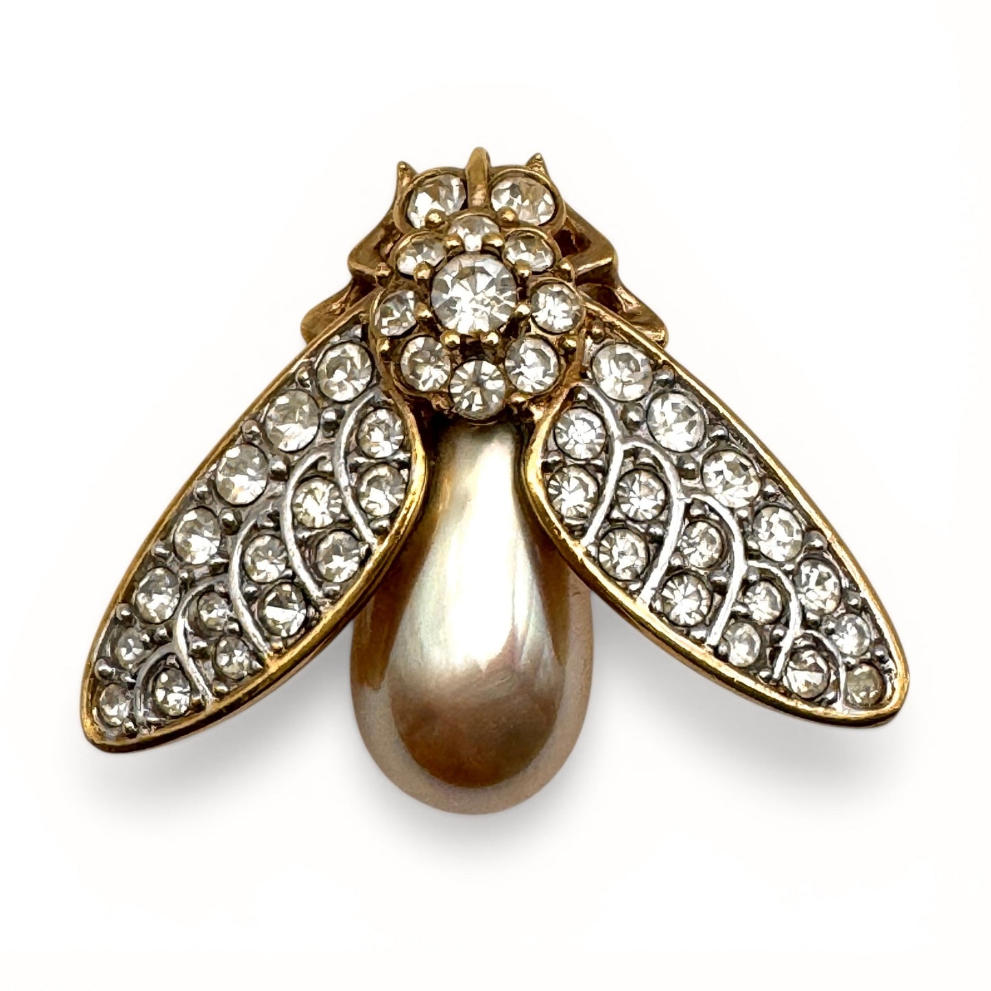 Attwood and Sawyer 22ct Gold Plated Open Winged Swarovski Crystal Insect/Bee Brooch