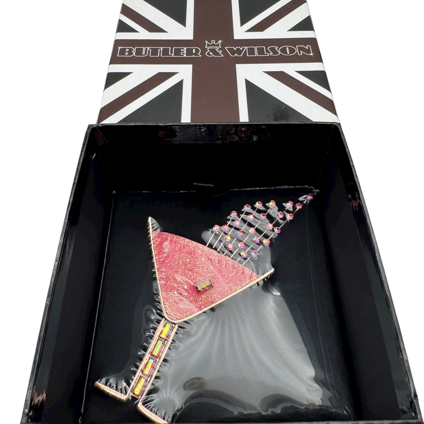 Butler and Wilson Pink Champagne Fizz Brooch with Swarovski Crystals Sealed in Original Box