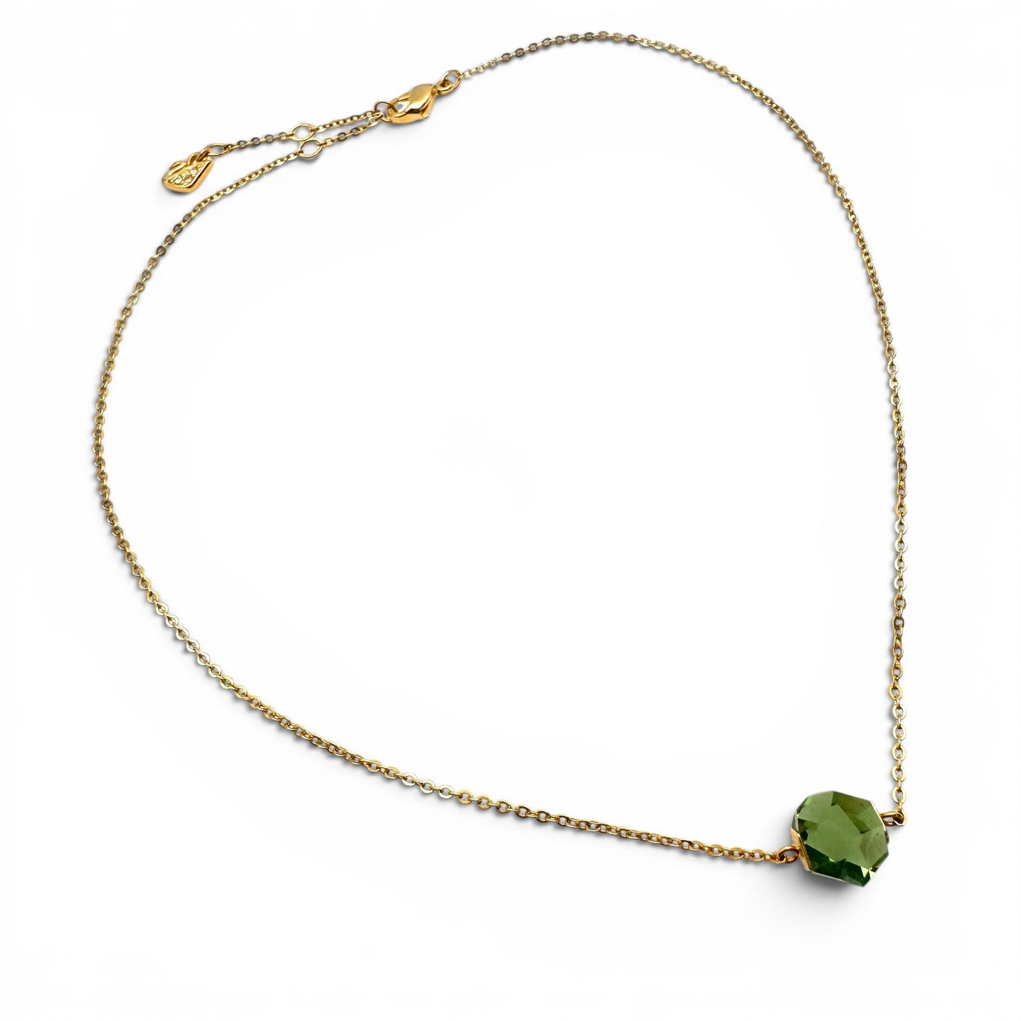 Swarovski (Swan Hallmark) Gold Plated Green 'Nuts' Erinite Solitaire Integral Necklace