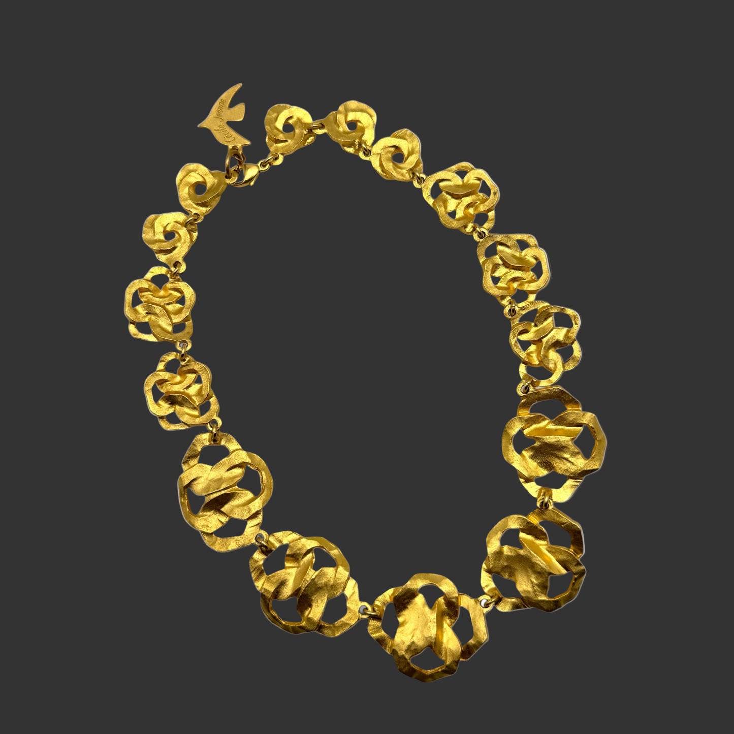 Cécile & Jeanne 24ct Gold Plated Asymmetrical Abstract Open Work Knot Necklace