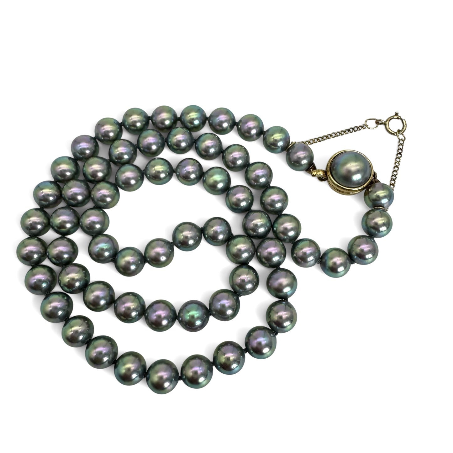 Majorica Hand Knotted Lavender/Grey 6mm Pearl 925 Silver Gold Vermeil Necklace