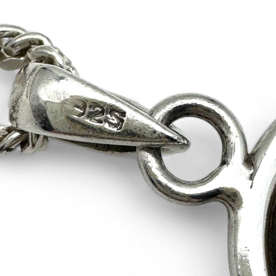 925 Silver Lapis Lazuli Cabochon Pendant On Italy 925 Silver Necklace