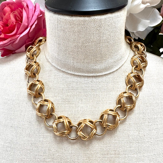 Christian Dior Germany Open Work Domed Link Necklace