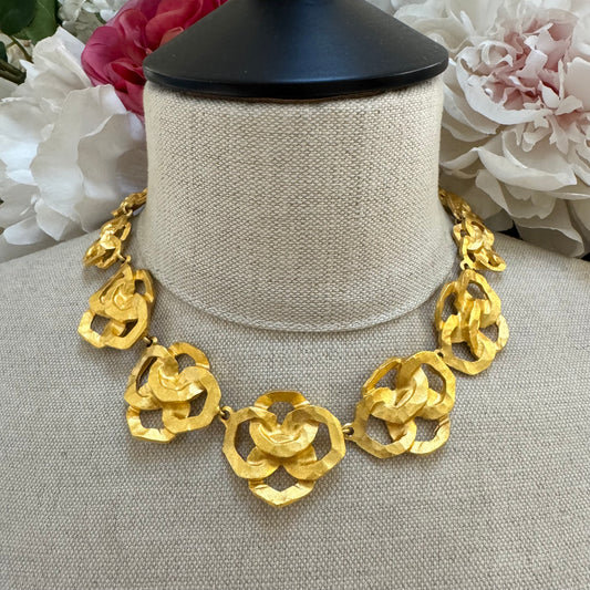 Cécile & Jeanne 24ct Gold Plated Asymmetrical Abstract Open Work Knot Necklace