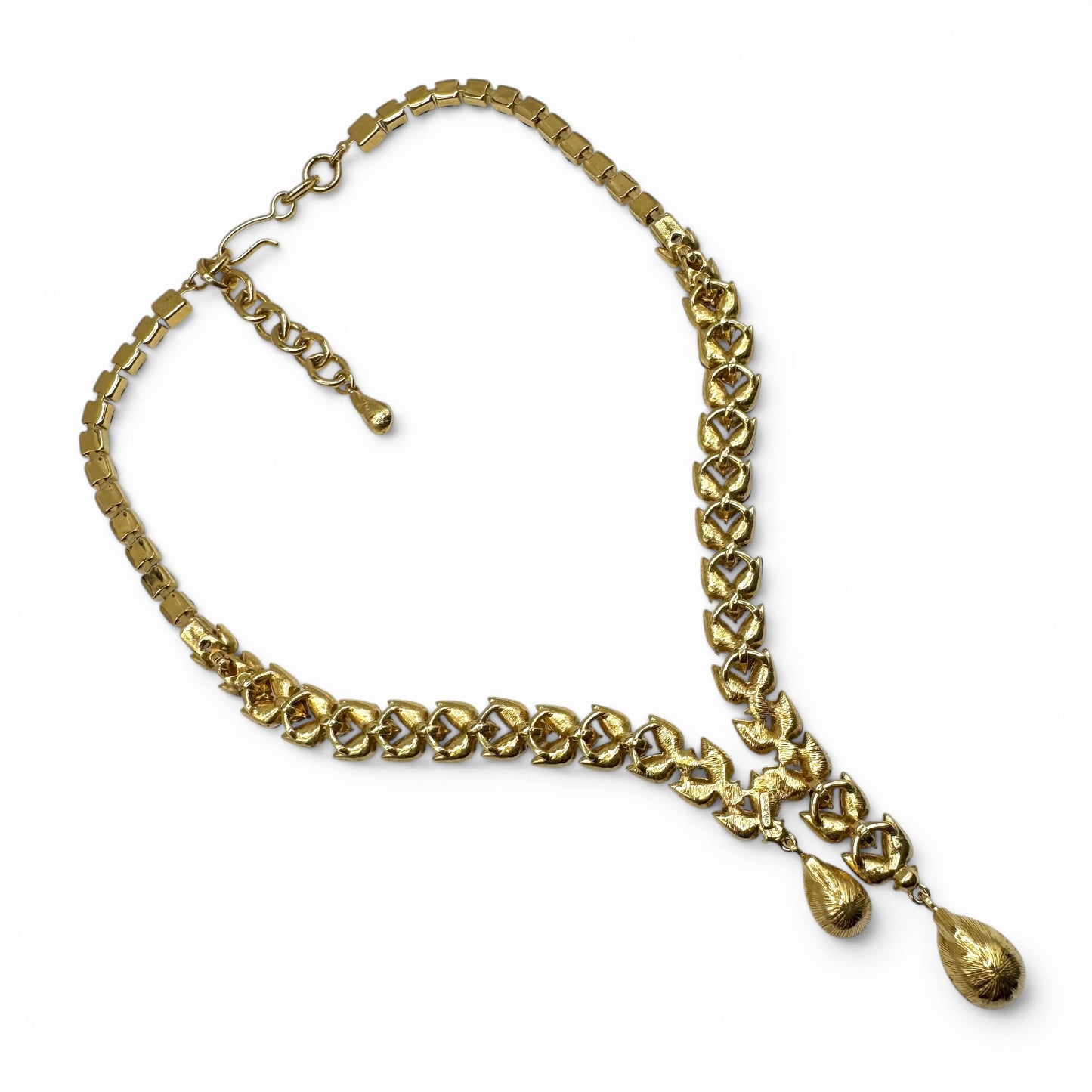 Monet Statement 1980s Swarovski Crystal Y-Necklace with Dual Teardrop Crystal Pendants in Original Box