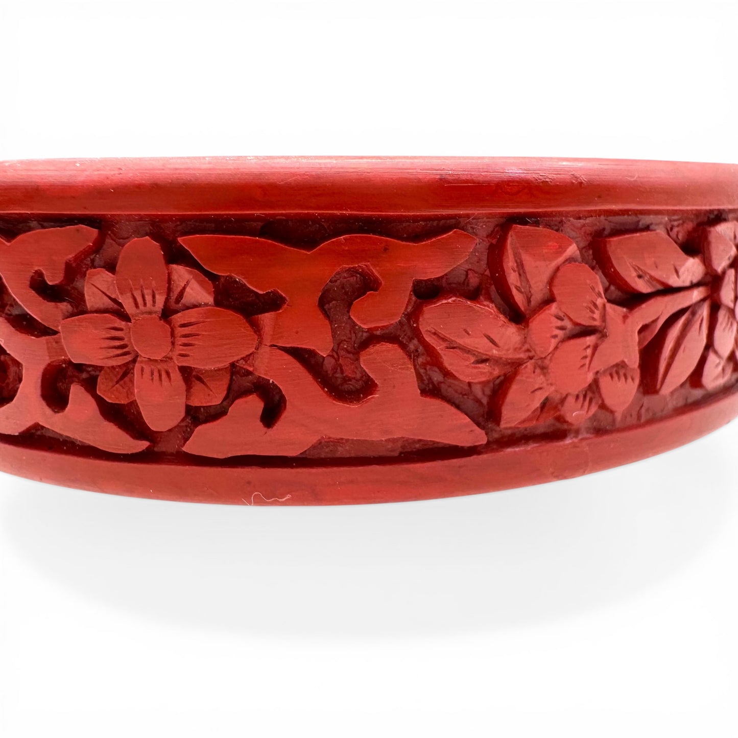 Mid Century Chinese Export Cinnabar Style Wood Core Lacquer Necklace and Bangle