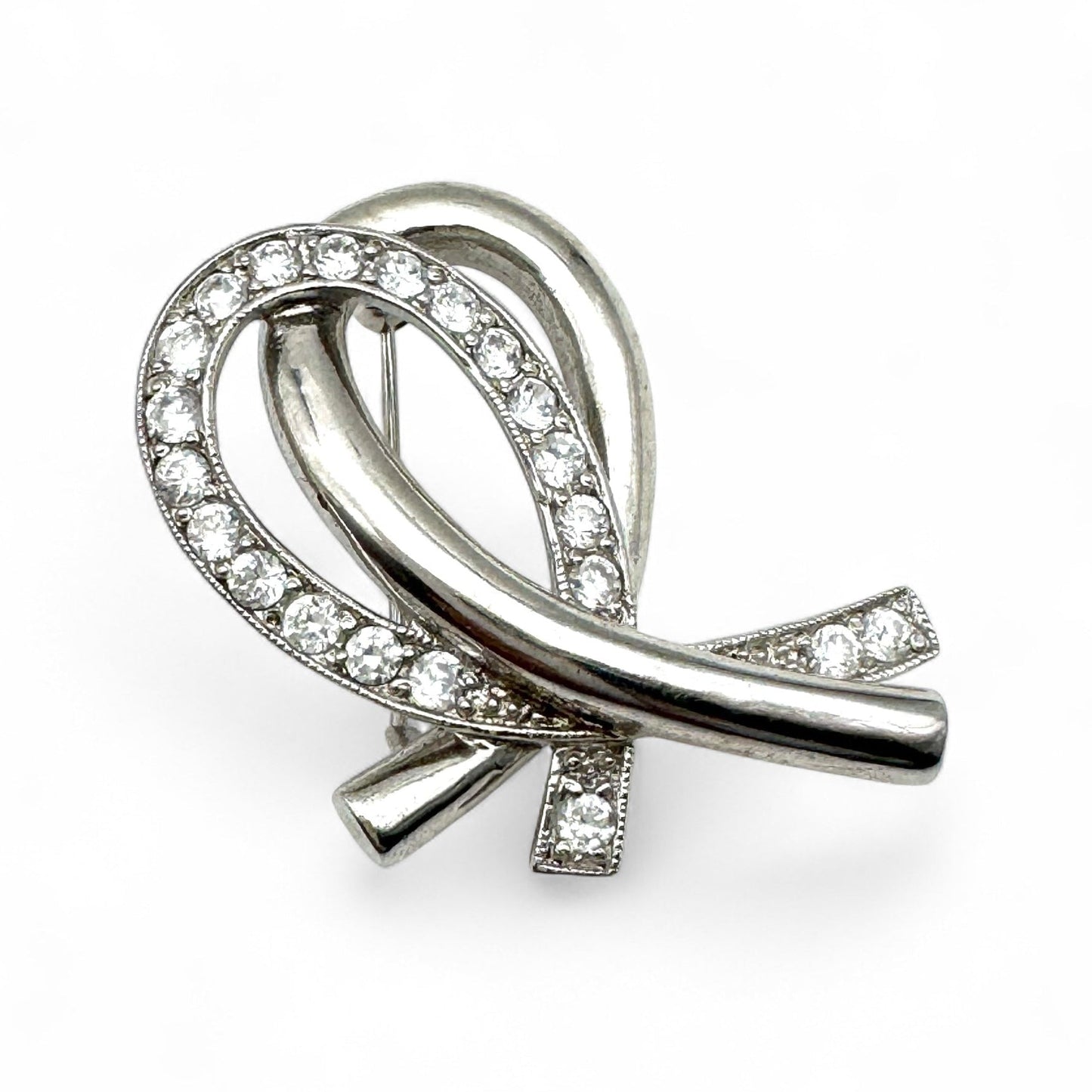 925 Silver Crystal Open Back Double Loop Brooch / Pendant