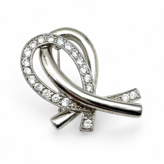 925 Silver Crystal Open Back Double Loop Brooch / Pendant