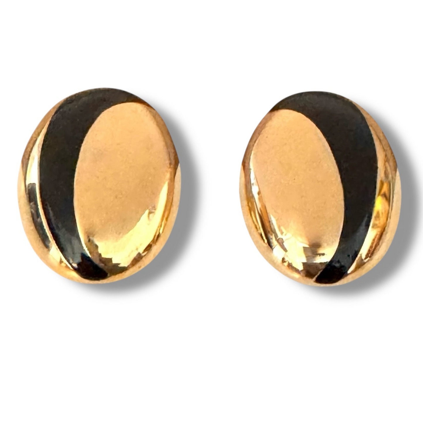 Piscitelli Black Enamel Modernist Clip On Earrings