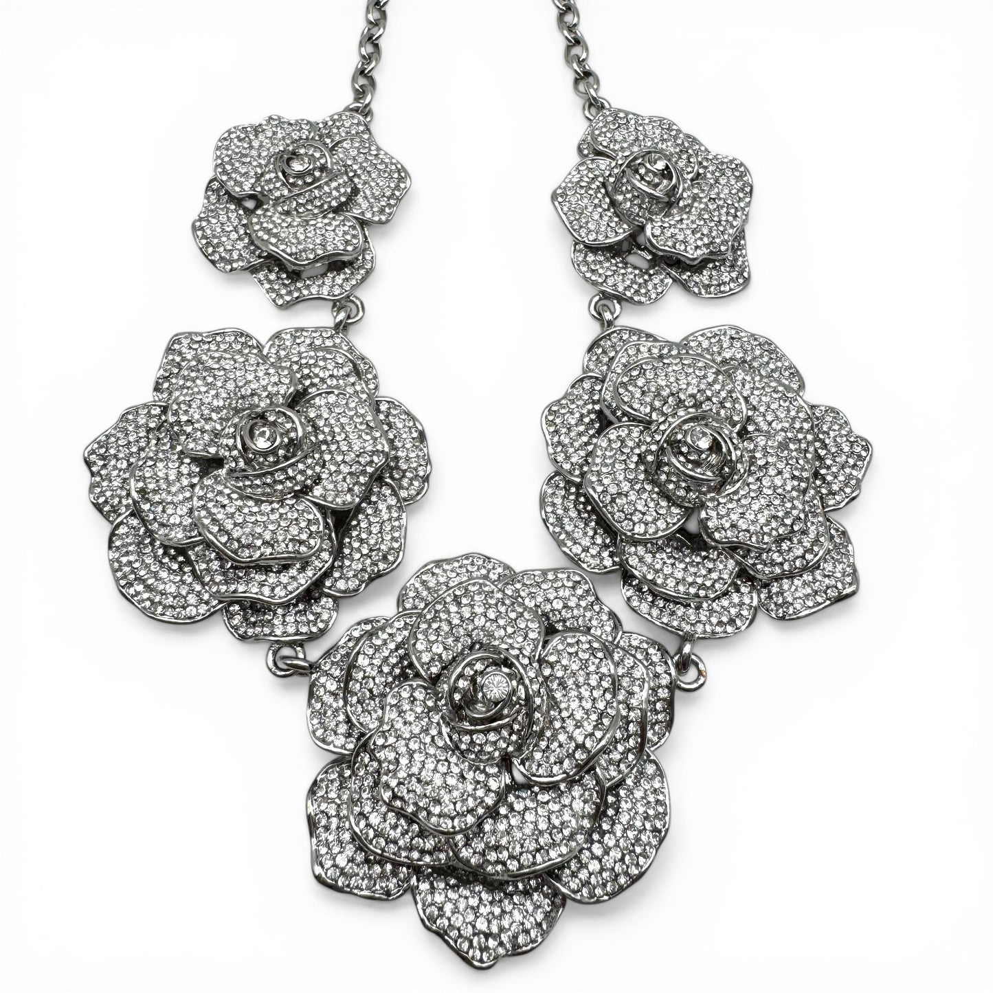 Butler and Wilson Five Graduated Crystal Flower Pavé-Set Austrian Crystal Statement Necklace (Future Collectible)