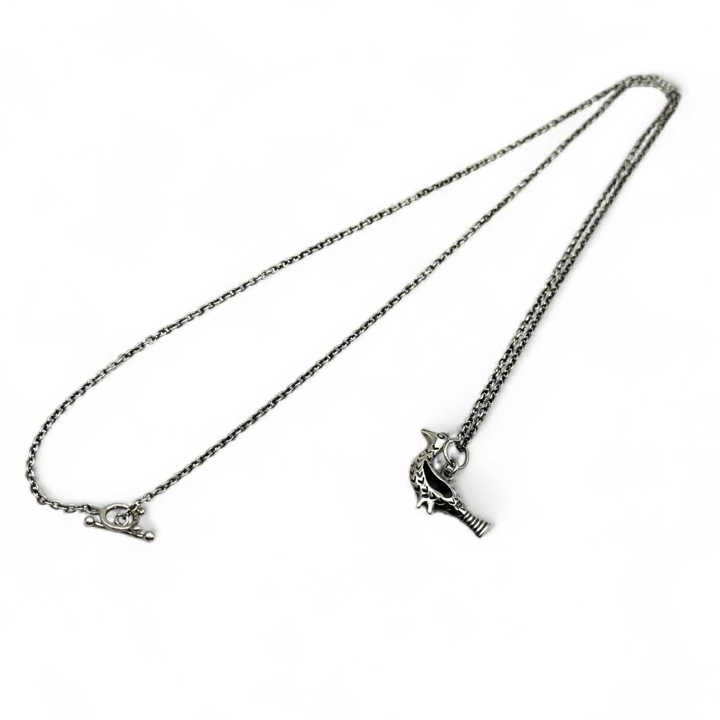 925 Silver Long Viking Bird/Dove Toggle Clasp Necklace