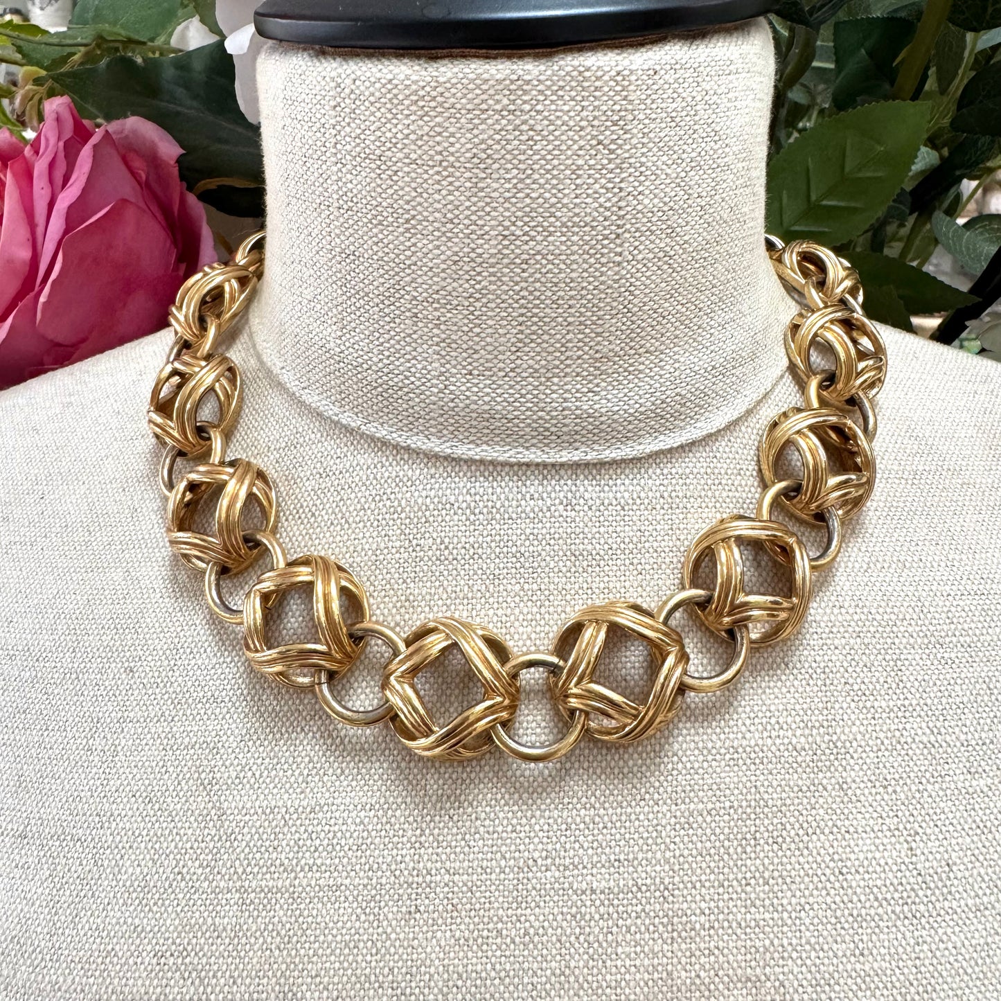 Christian Dior Germany Open Work Domed Link Necklace