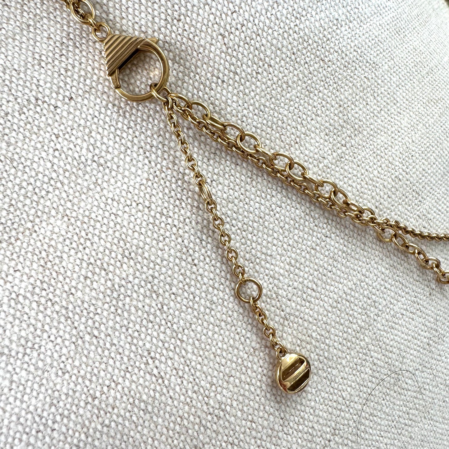 Emporio Armani Gold Plated Double Chain and Five Logo Medallion Necklace