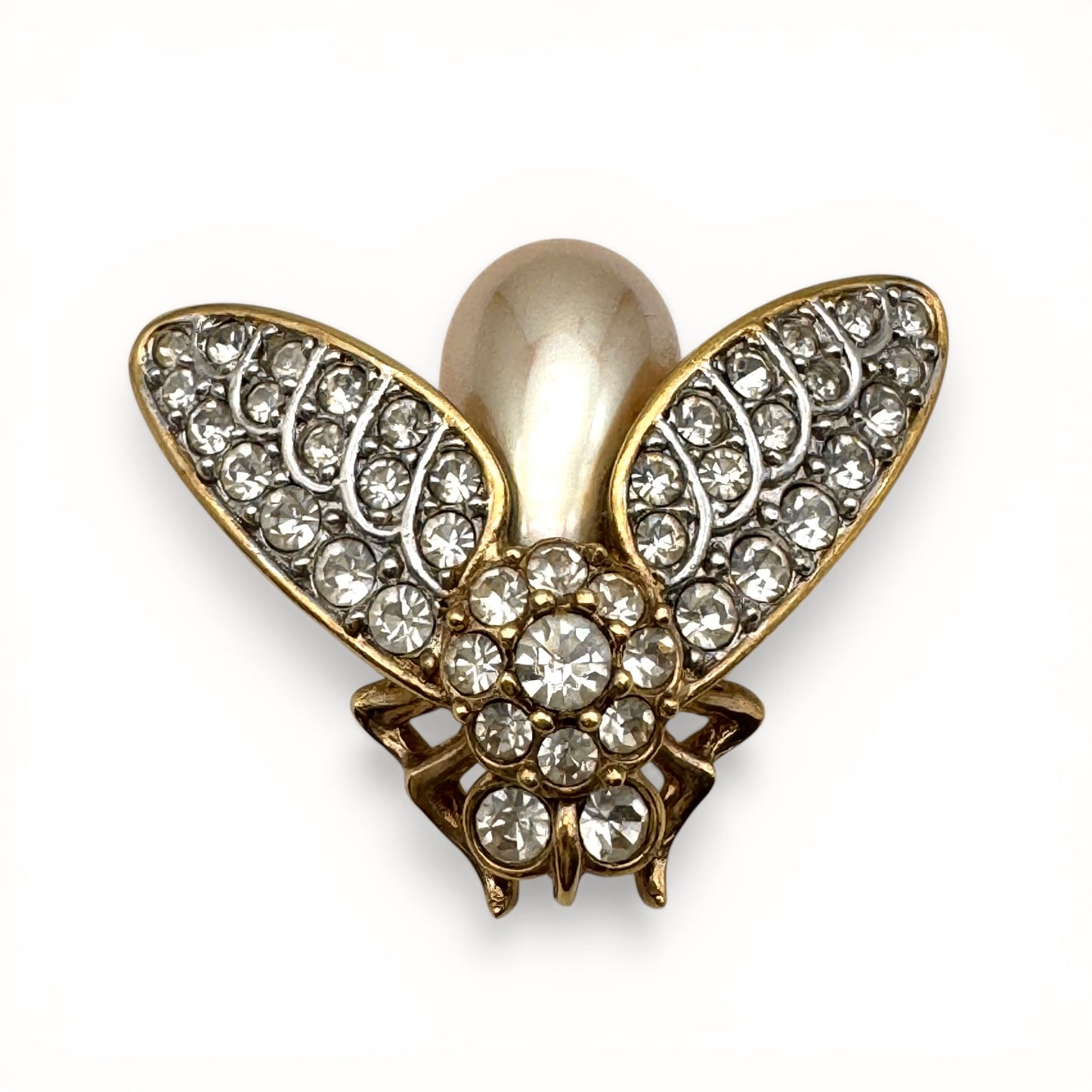 Attwood and Sawyer 22ct Gold Plated Open Winged Swarovski Crystal Insect/Bee Brooch
