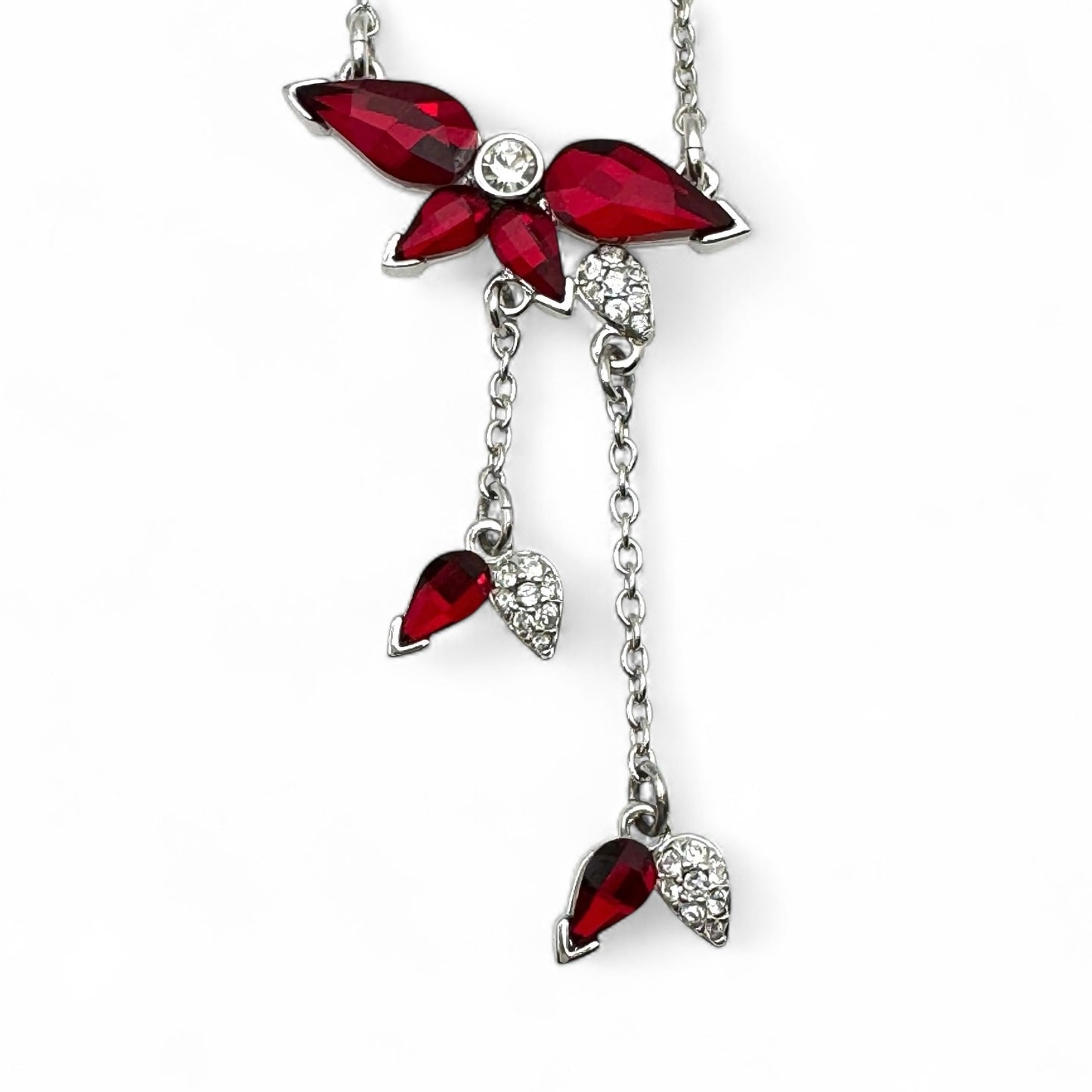 Swarovski (Swan Mark) Red Falling Petals Dropper Necklace