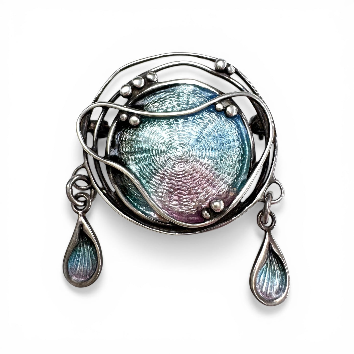 Dust Jewellery (Norman Grant) Sterling Silver Enamel Brooch and Fully Hallmarked