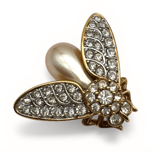 Attwood and Sawyer 22ct Gold Plated Open Winged Swarovski Crystal Insect/Bee Brooch