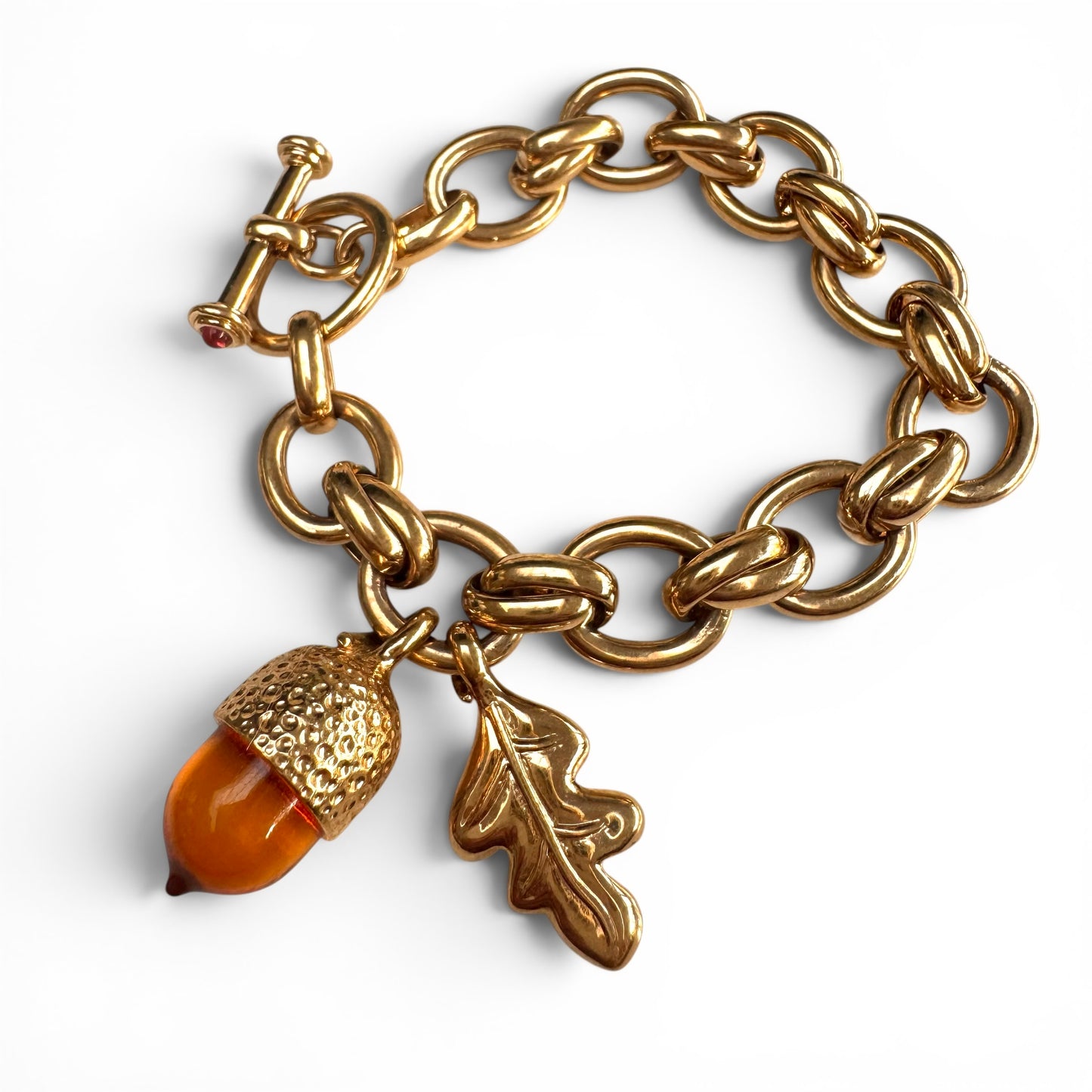 Francesca Visconti Glass Acorn and Leaf Charm Bracelet