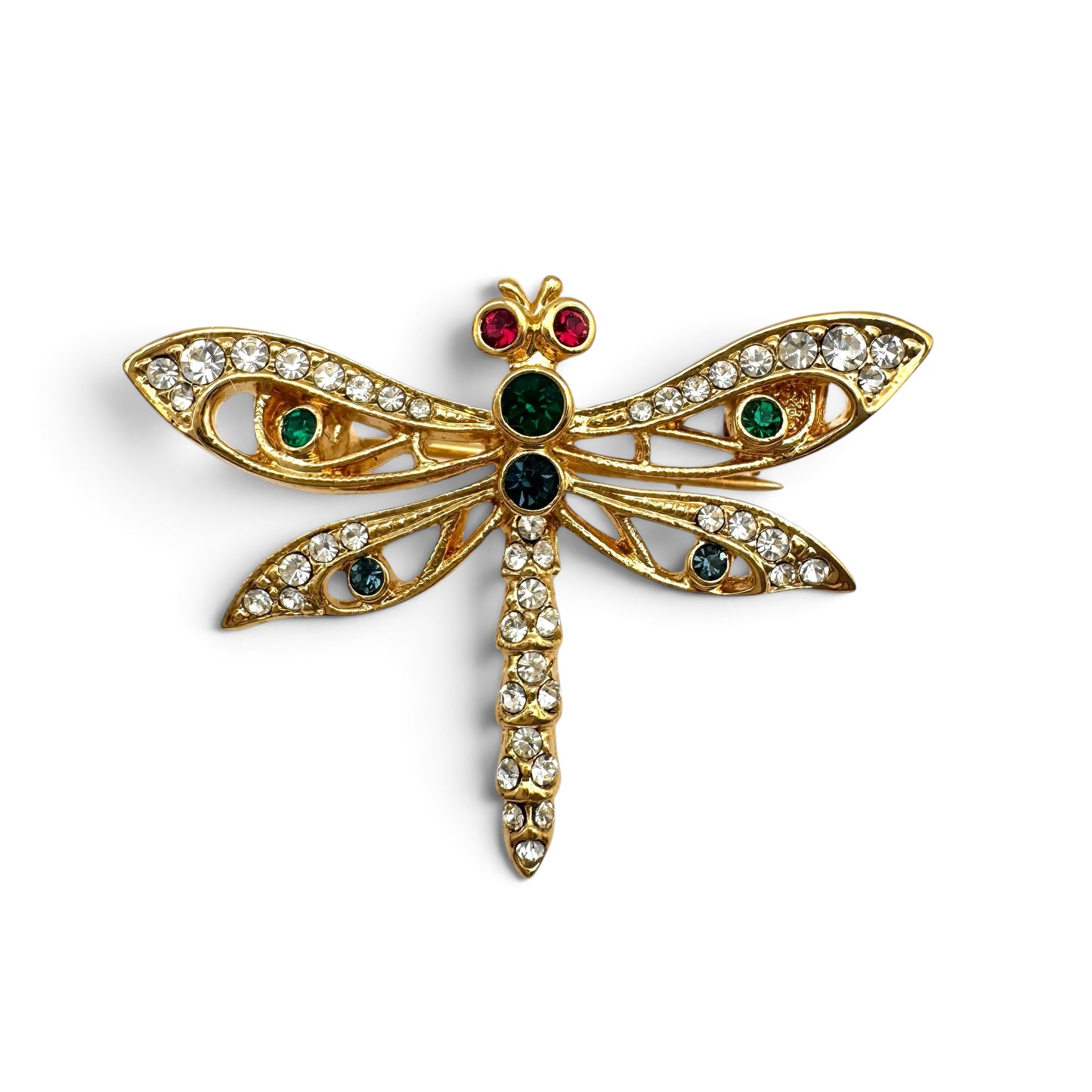 Attwood and Sawyer 22ct Gold Plated Swarovski Crystal Openwork Dragonfly (Small)