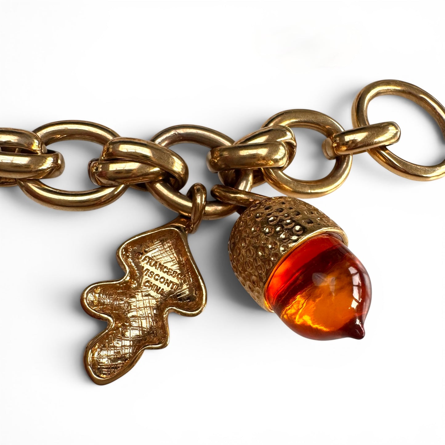 Francesca Visconti Glass Acorn and Leaf Charm Bracelet