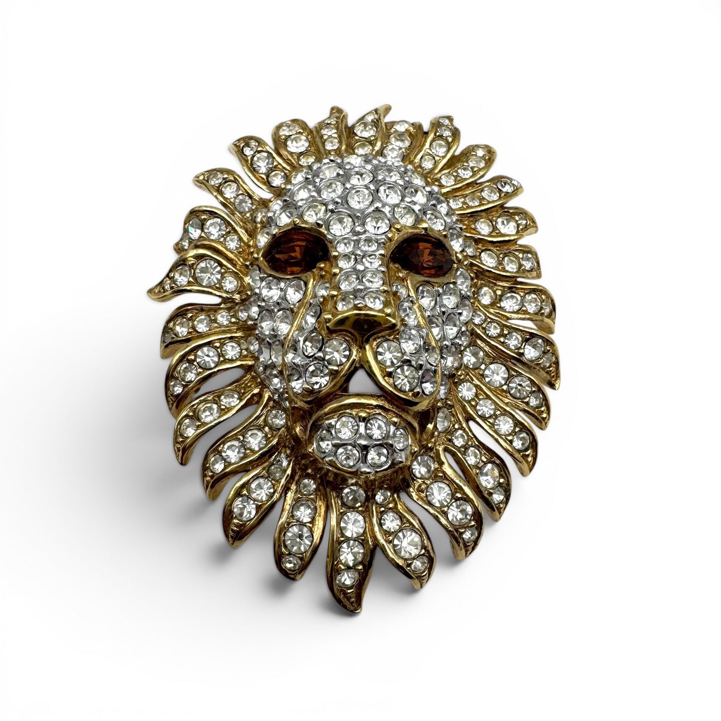 Attwood and Sawyer 22ct Gold Plated Lion's Head Brooch in Original Box