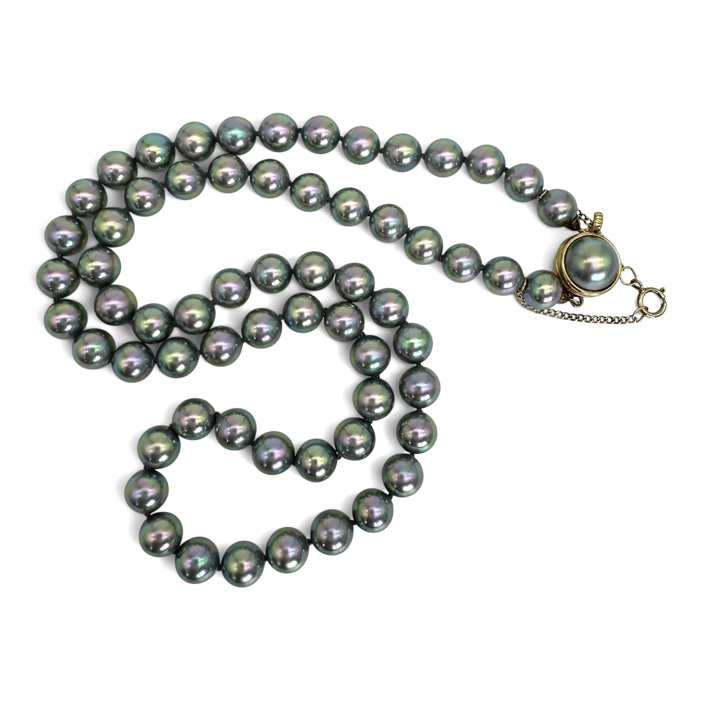 Majorica Hand Knotted Lavender/Grey 6mm Pearl 925 Silver Gold Vermeil Necklace