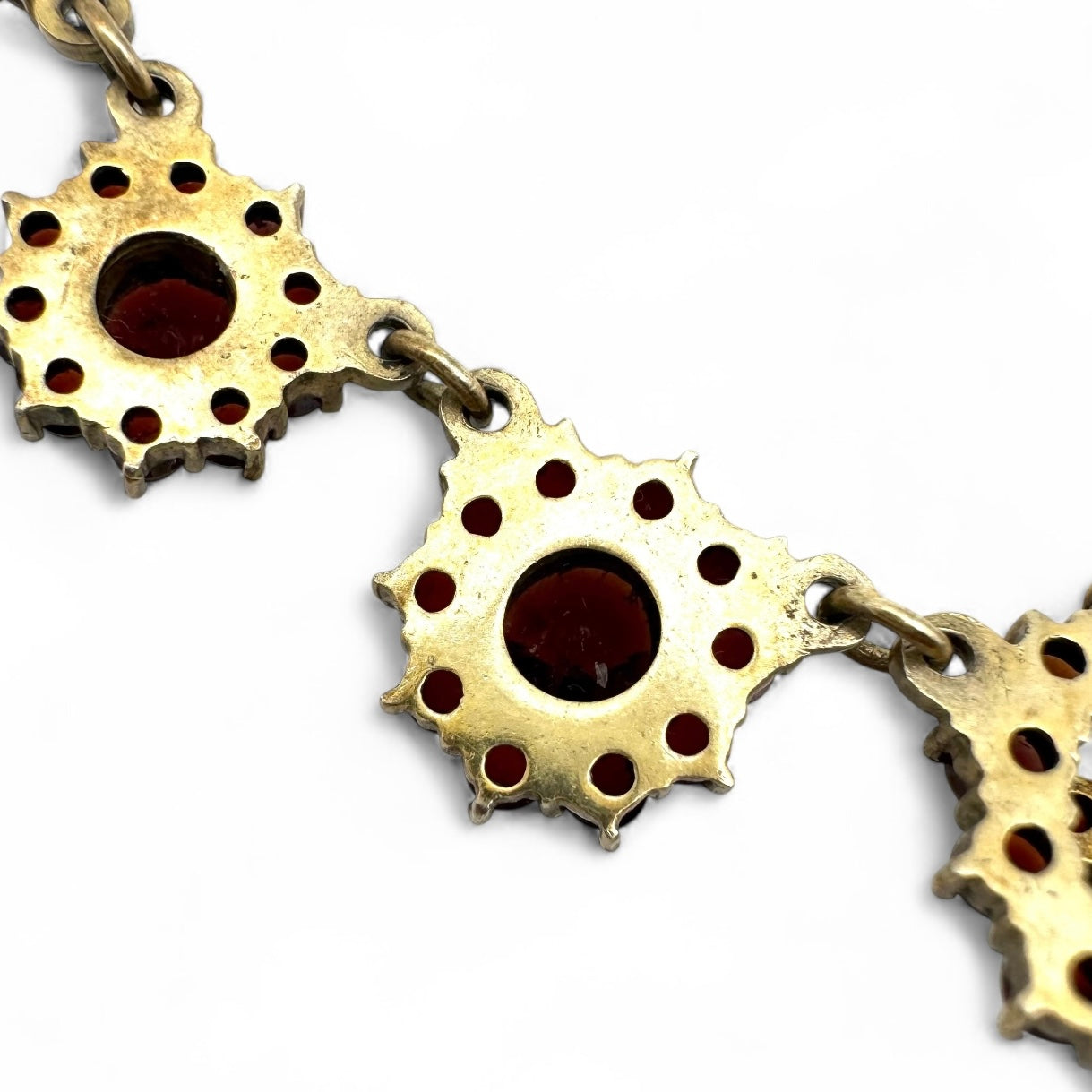 Vintage Bohemian Garnet Necklace in 900 Purity Silver with Gold Wash