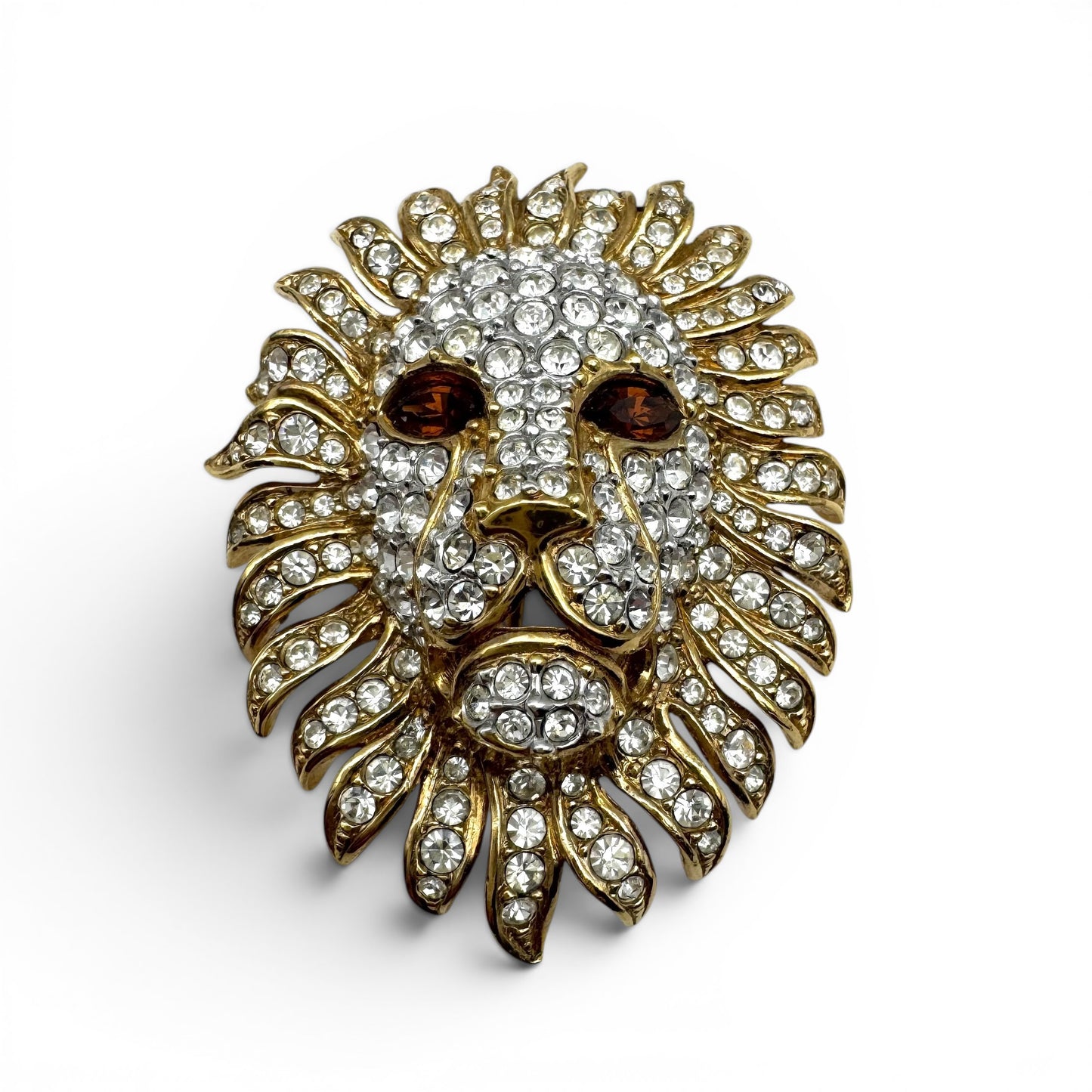 Attwood and Sawyer 22ct Gold Plated Lion's Head Brooch in Original Box