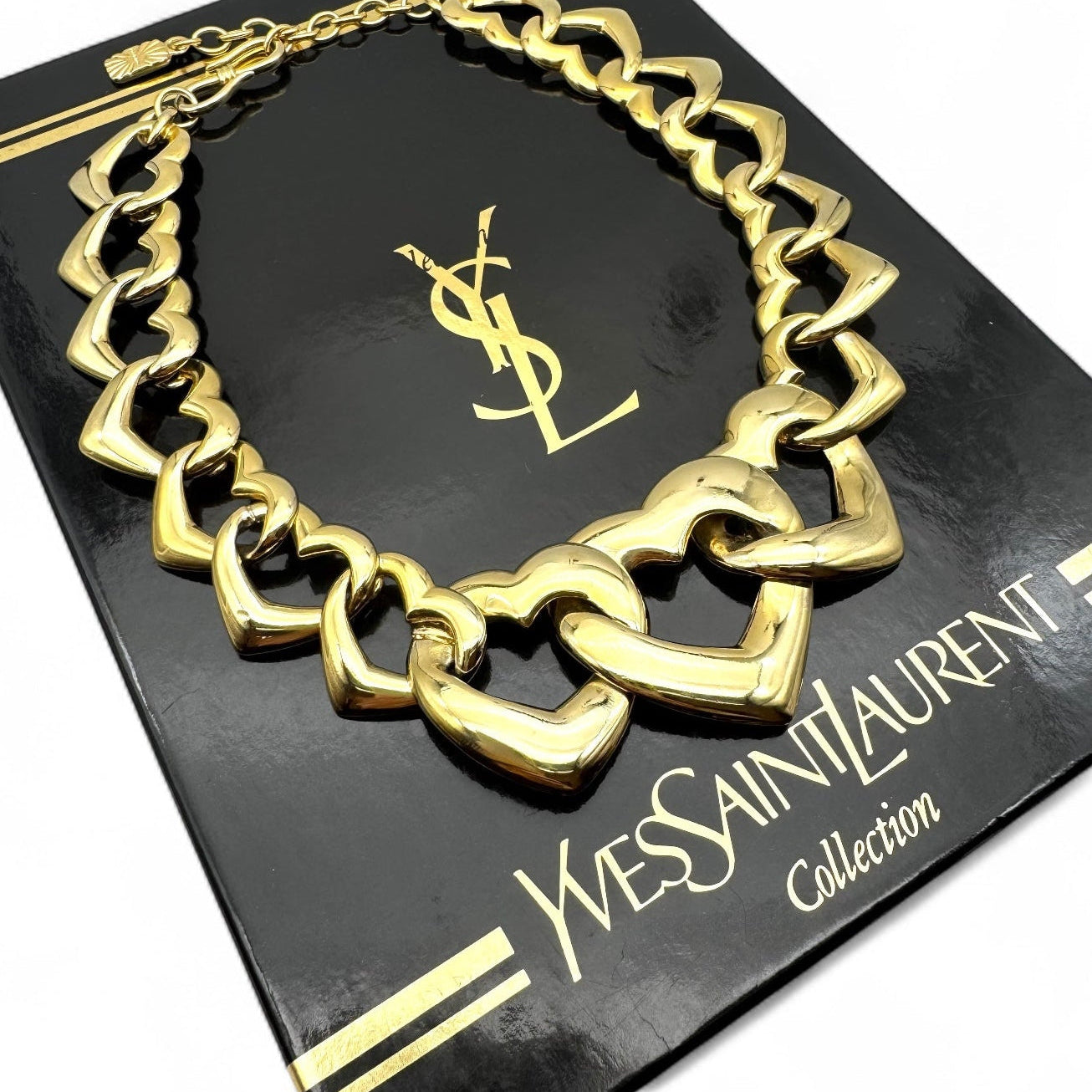 Yves Saint Laurent Robert Goossens Interlocking Open Heart Link Necklace