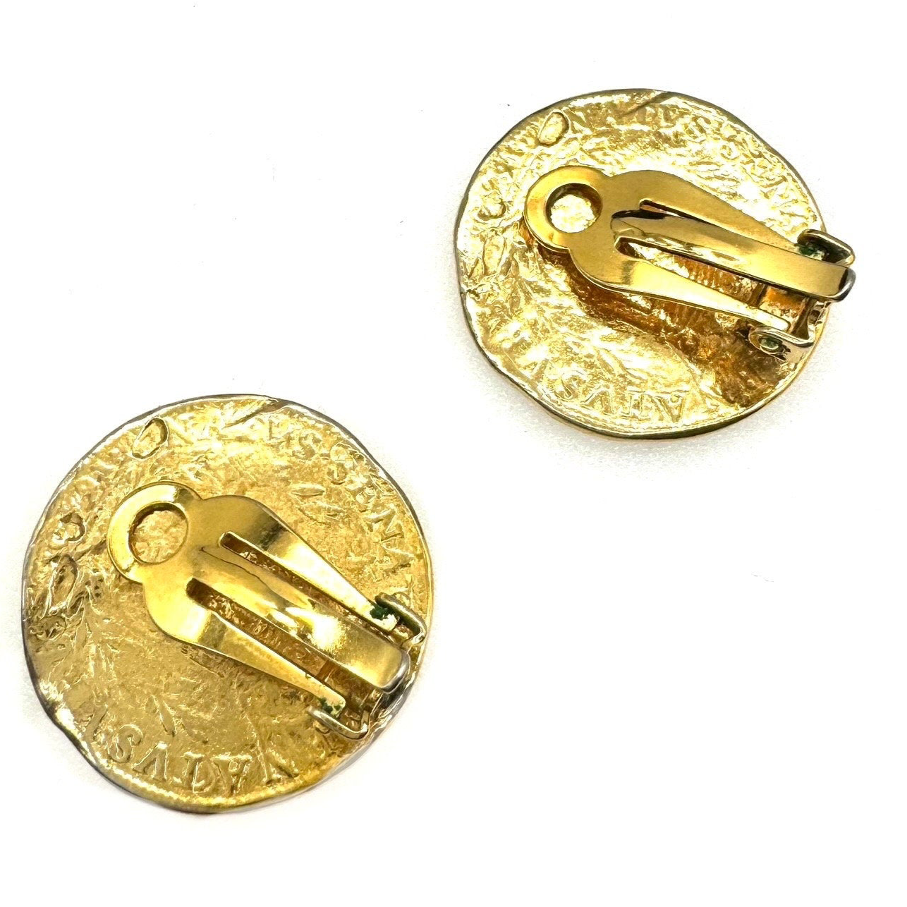 Vintage 1980's Faux Antique Coin Clip On Earrings