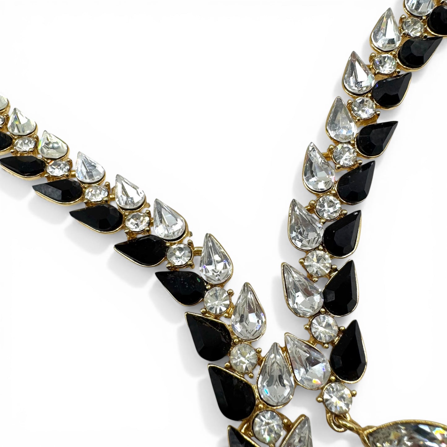 Monet Statement 1980s Swarovski Crystal Y-Necklace with Dual Teardrop Crystal Pendants in Original Box