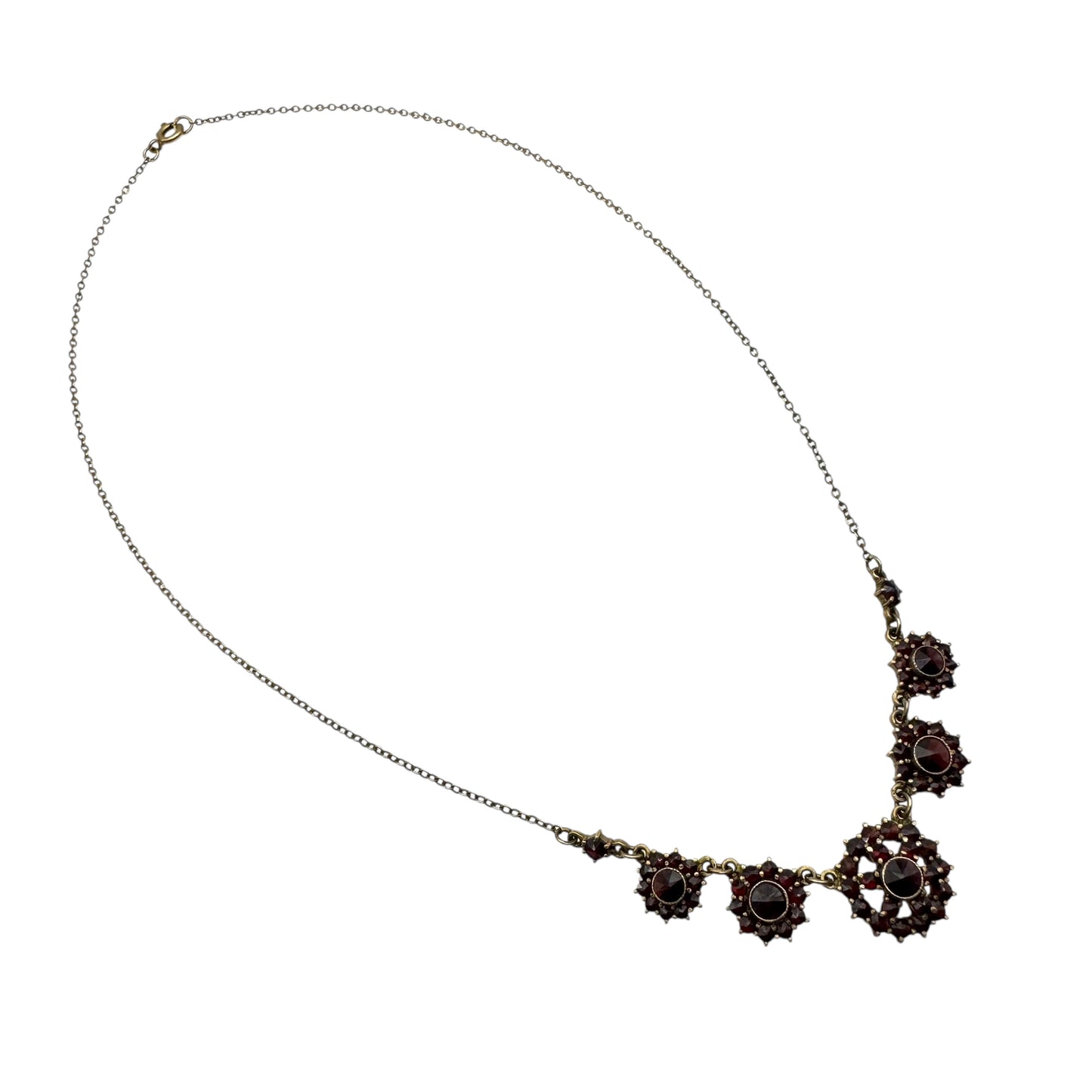 Vintage Bohemian Garnet Necklace in 900 Purity Silver with Gold Wash