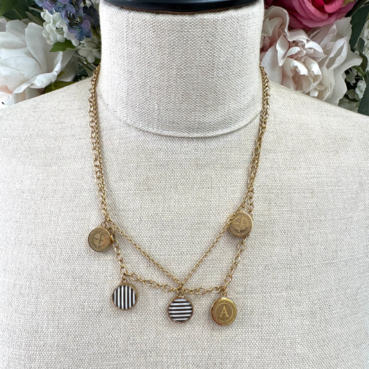 Emporio Armani Gold Plated Double Chain and Five Logo Medallion Necklace