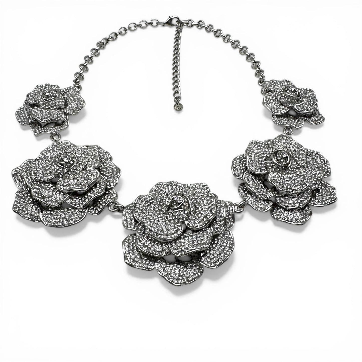 Butler and Wilson Five Graduated Crystal Flower Pavé-Set Austrian Crystal Statement Necklace (Future Collectible)