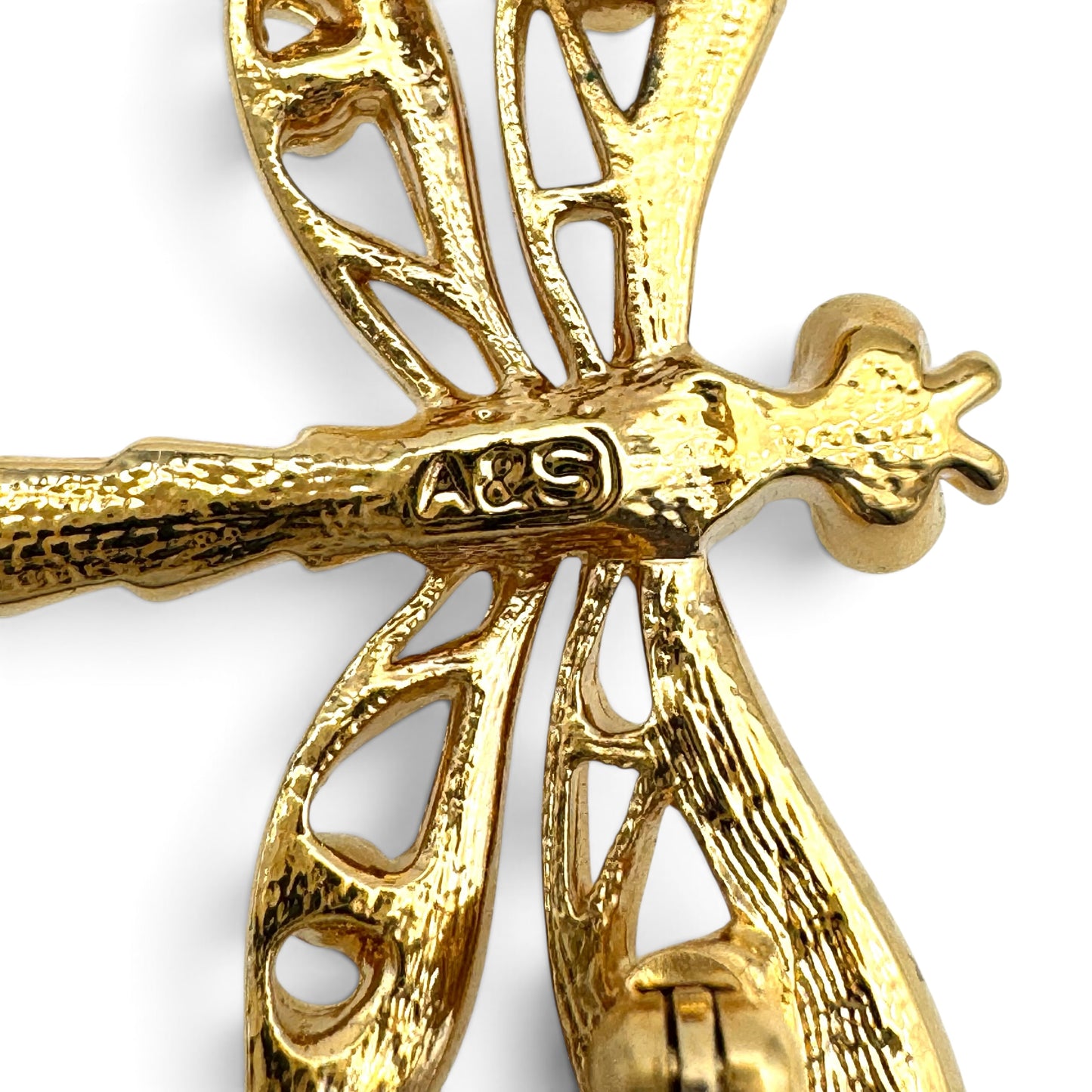 Attwood and Sawyer 22ct Gold Plated Swarovski Crystal Openwork Dragonfly (Small)