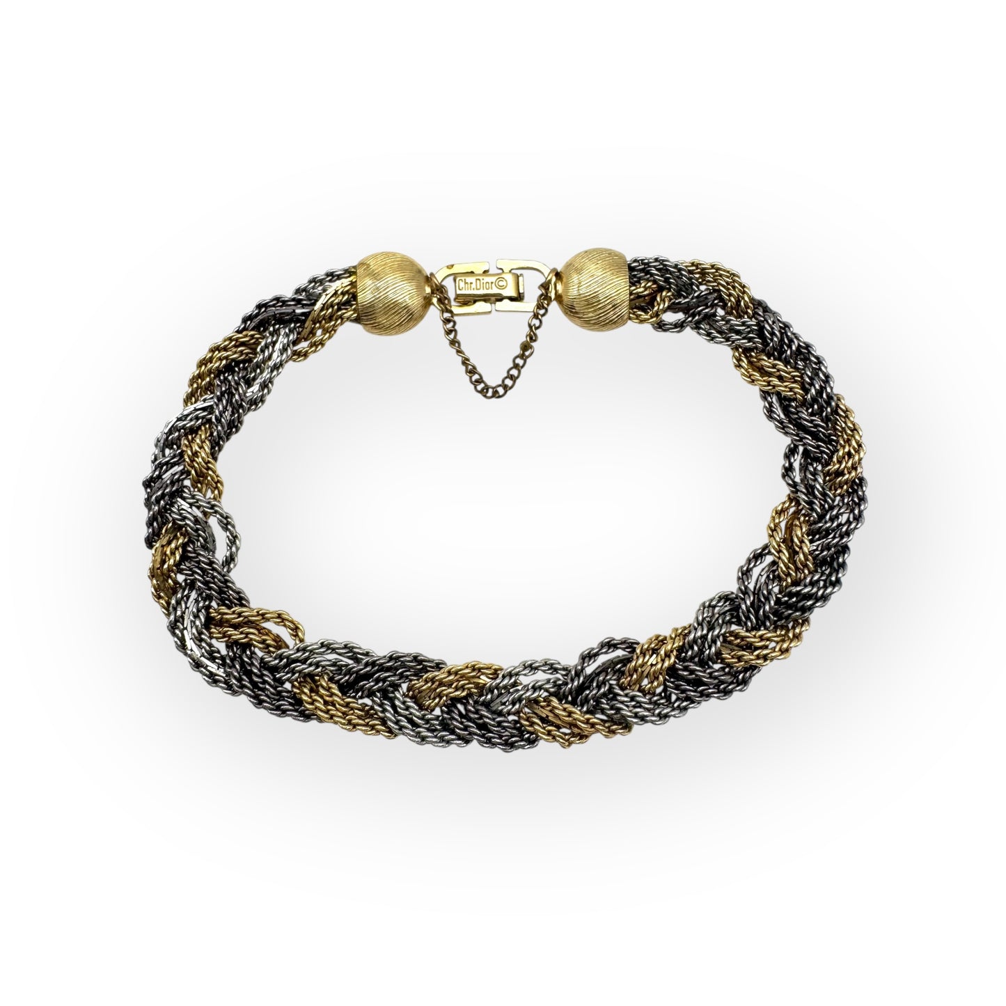 Christian Dior Plaited Silver and Gold Rope Bracelet