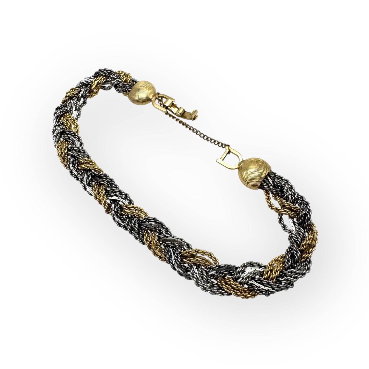 Christian Dior Plaited Silver and Gold Rope Bracelet